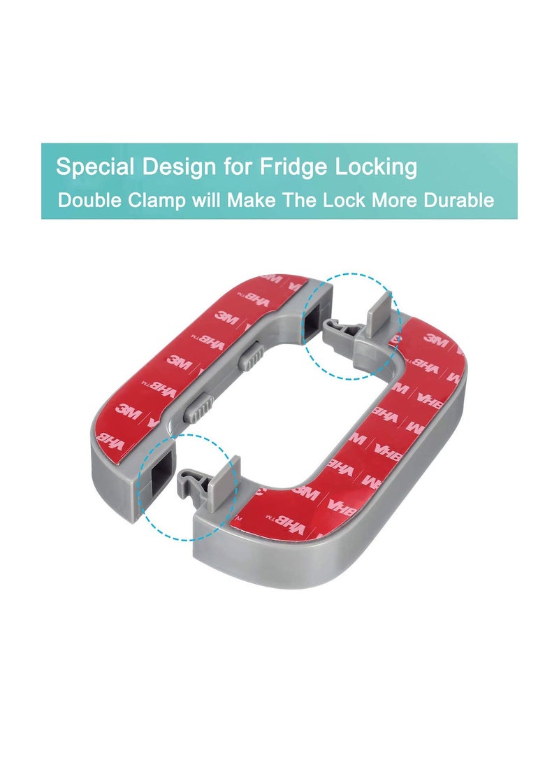 Upgrade Home Refrigerator Fridge Freezer Door Lock, Latch Catch Toddler Kids Child Baby Safety Lock Easy to Install and Use 3m Vhb Adhesive No Tools Need or Drill for Most Fridges(White, 2 Pack) - Image 5
